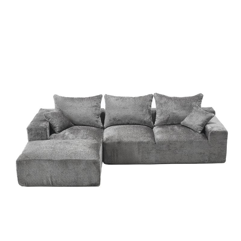 Floor Standing Chaise Lounge Couch L-shape Sectional Sofa with Ottoman