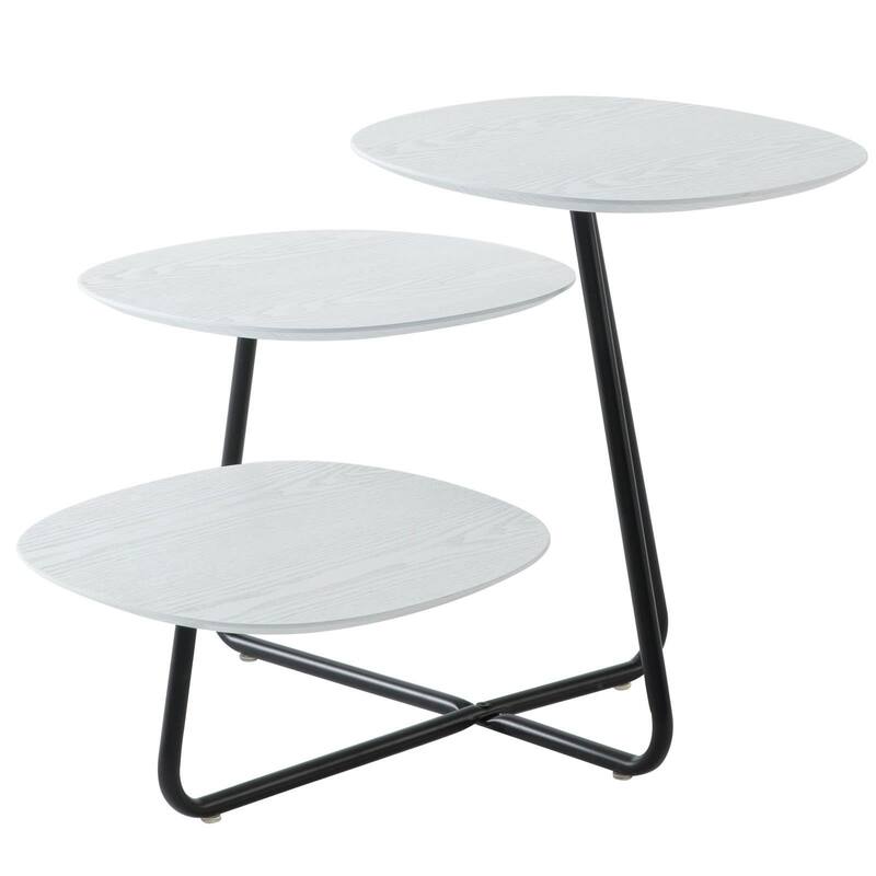 Hazelton Modern Multi Shelves Side Table MDF Wood Tabletop and Stanless Steel Frame Accent End Tables