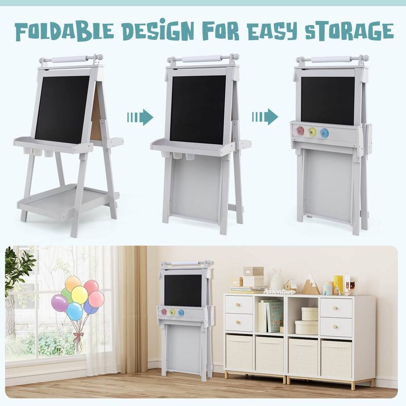 Costway Foldable Easel for Kids 3-in-1 Double-sided Art Easel with - See Details