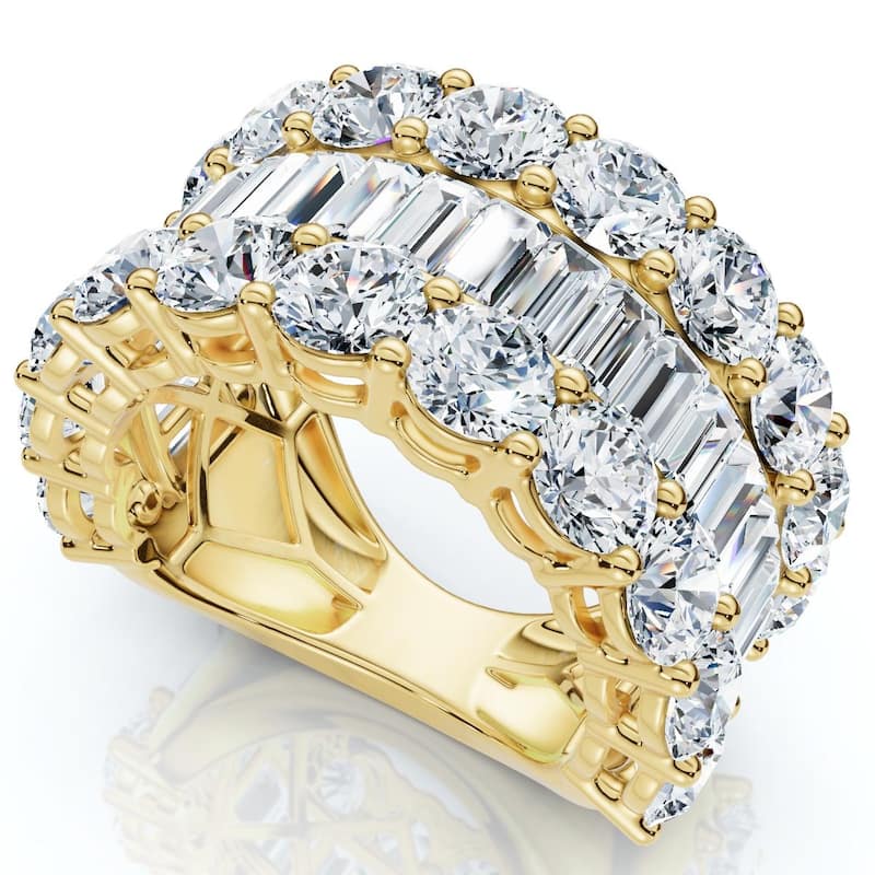 Bliss Diamond 7.50Ct Baguette & Round Diamond Ring Gold Lab Grown - 4.5 - Yellow