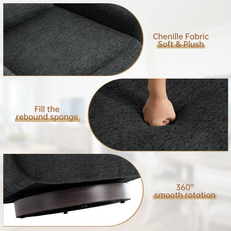 Miles Chenille Scandinavian Swivel Lounge Armchair(Set of 2)