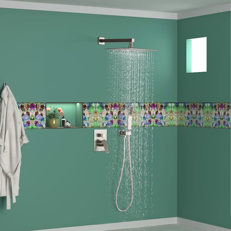 2.5 GPM 12 in. Wall Mount Dual Shower Heads with Pressure Balance Valve