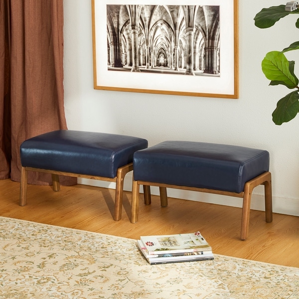 人気ランキング Glitzhome Accent Ottoman Leatherette Mid-century 2 of Set 椅子