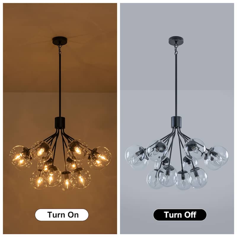 Starsky 12-Light Modern Bubble Seeded Glass Chandelier