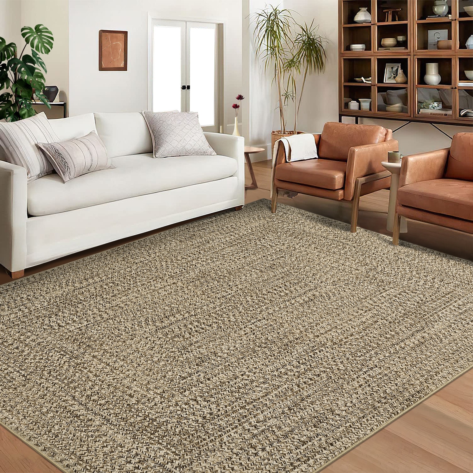 Modern Braided Print Rug Washable Area Rugs for Living Room Bedroom