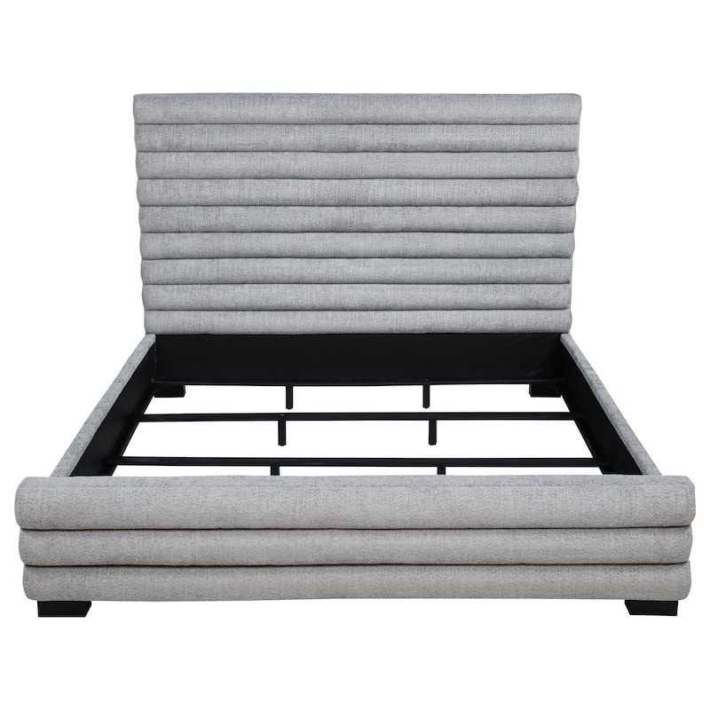 Patricia Boucle Upholstered Bed Grey
