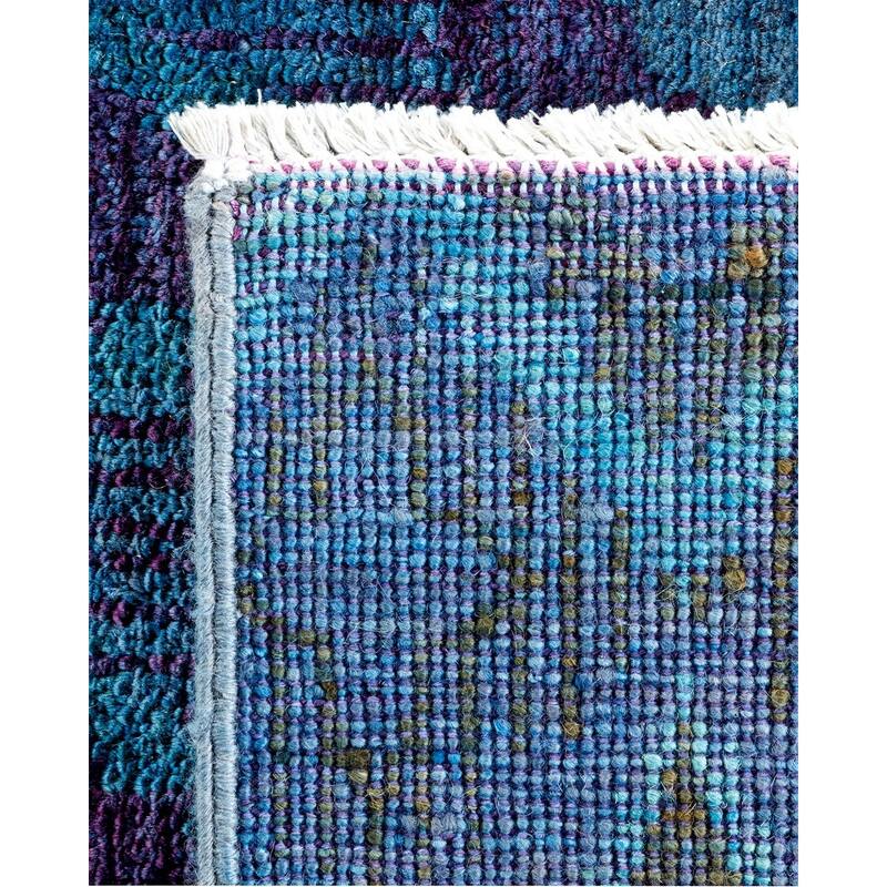 Overton Hand Knotted Wool Vintage Inspired Modern Contemporary Overdyed Blue Area Rug - 6' 0" x 8' 10"