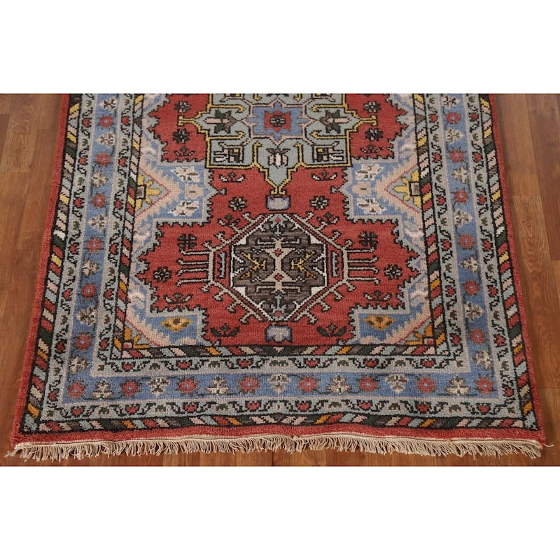 Geometric Heriz Serapi Indian Rug Hand-Knotted Wool Carpet - 4'0"x 6'0"
