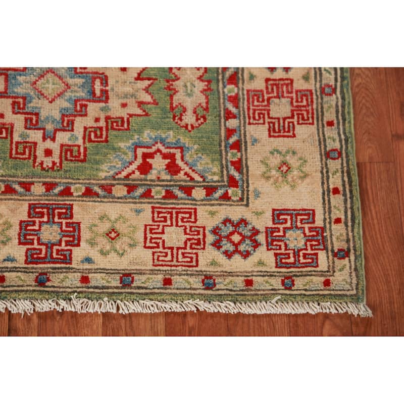 Green Kazak Traditional Acent Rug Handmade Wool Carpet - 2'9"x 4'0"