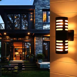 C Cattleya Matte Black 2-light Die-cast Aluminum Outdoor Wall Sconce Lights