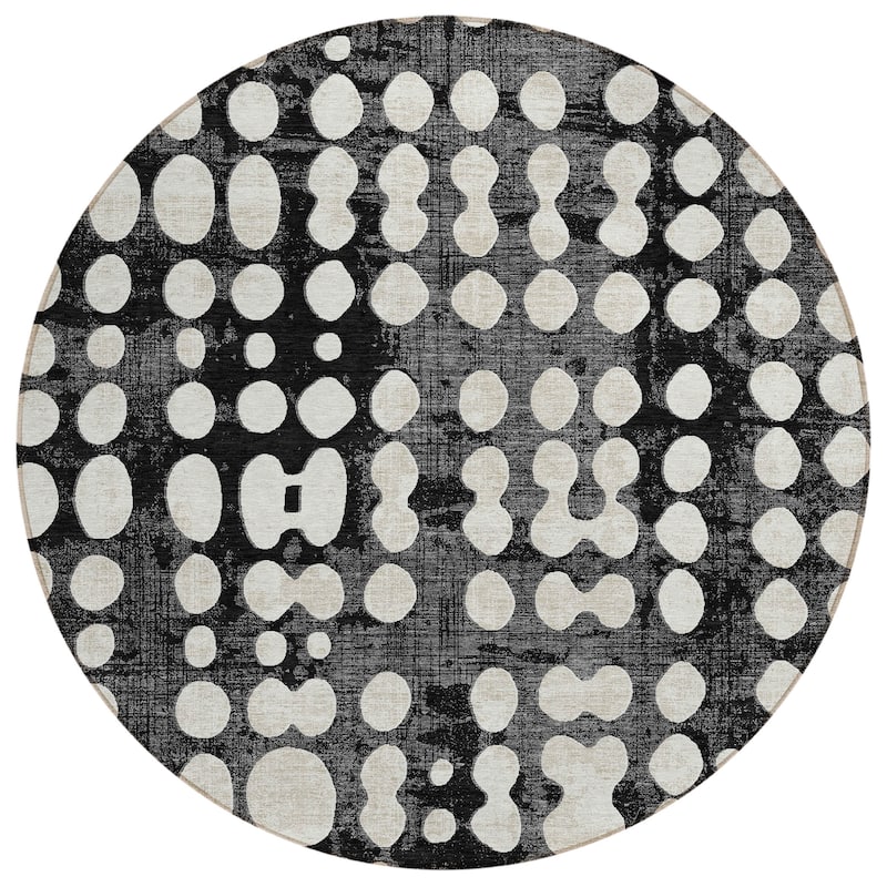 Machine Washable Indoor/ Outdoor Chantille Abstract Dots Rug