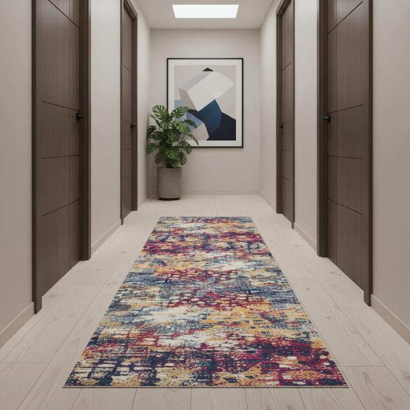 HomeRoots Codo Abstract Modern Square Area Rug - 14' Runner
