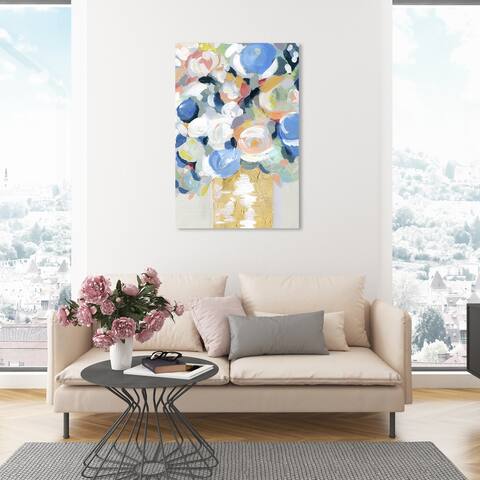 Oliver Gal 'Bouquet tall' Floral and Botanical Wall Art Canvas Print Florals - Blue, Gold