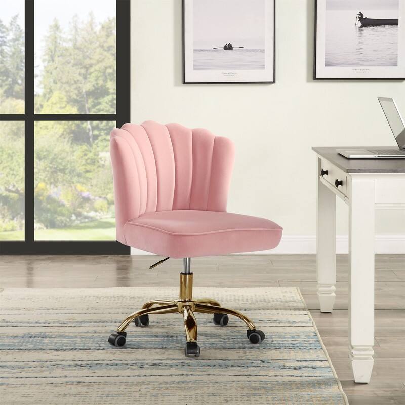Office Chair in Rose Quartz Velvet & Gold Finish
