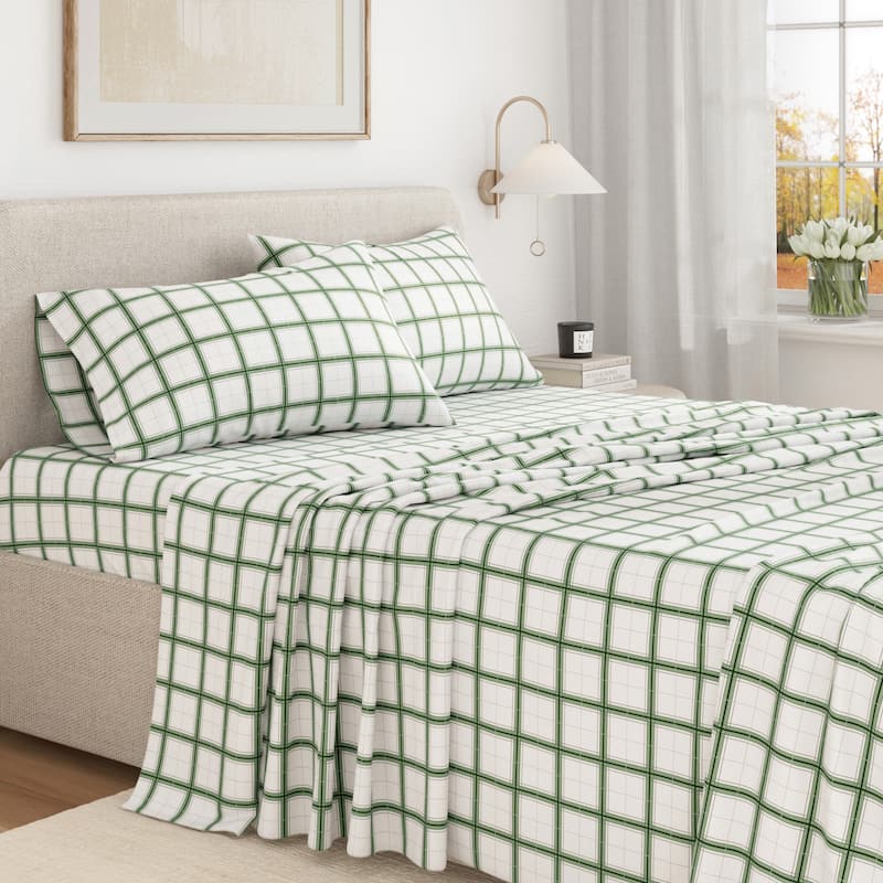 Linery & Co. Ultra-Soft Turkish Cotton Plaid Flannel Sheet Set