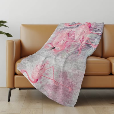 Premium Machine Washable ASB197 Flamingo Sherpa Throw Blanket