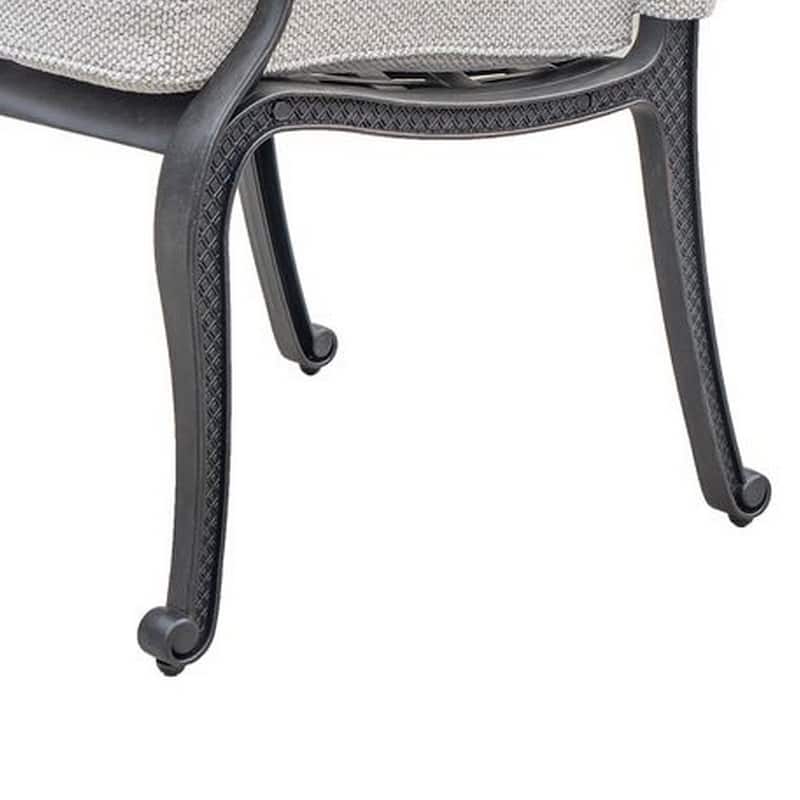 Zoe Outdoor Dining Chair, 27 Inch, Lattice Back, Black Aluminium, Taupe