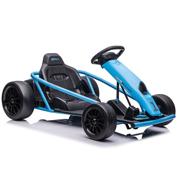 slide 2 of 30, 24V 9Ah Kids Ride On Go Kart Toy, High Speed 8MPH Drifting Car Blue