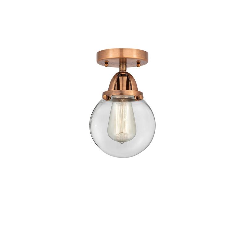 Innovations Lighting Nouveau 2 Beacon - 1 Light 6" Semi-Flush Mount - Clear/Antique Copper