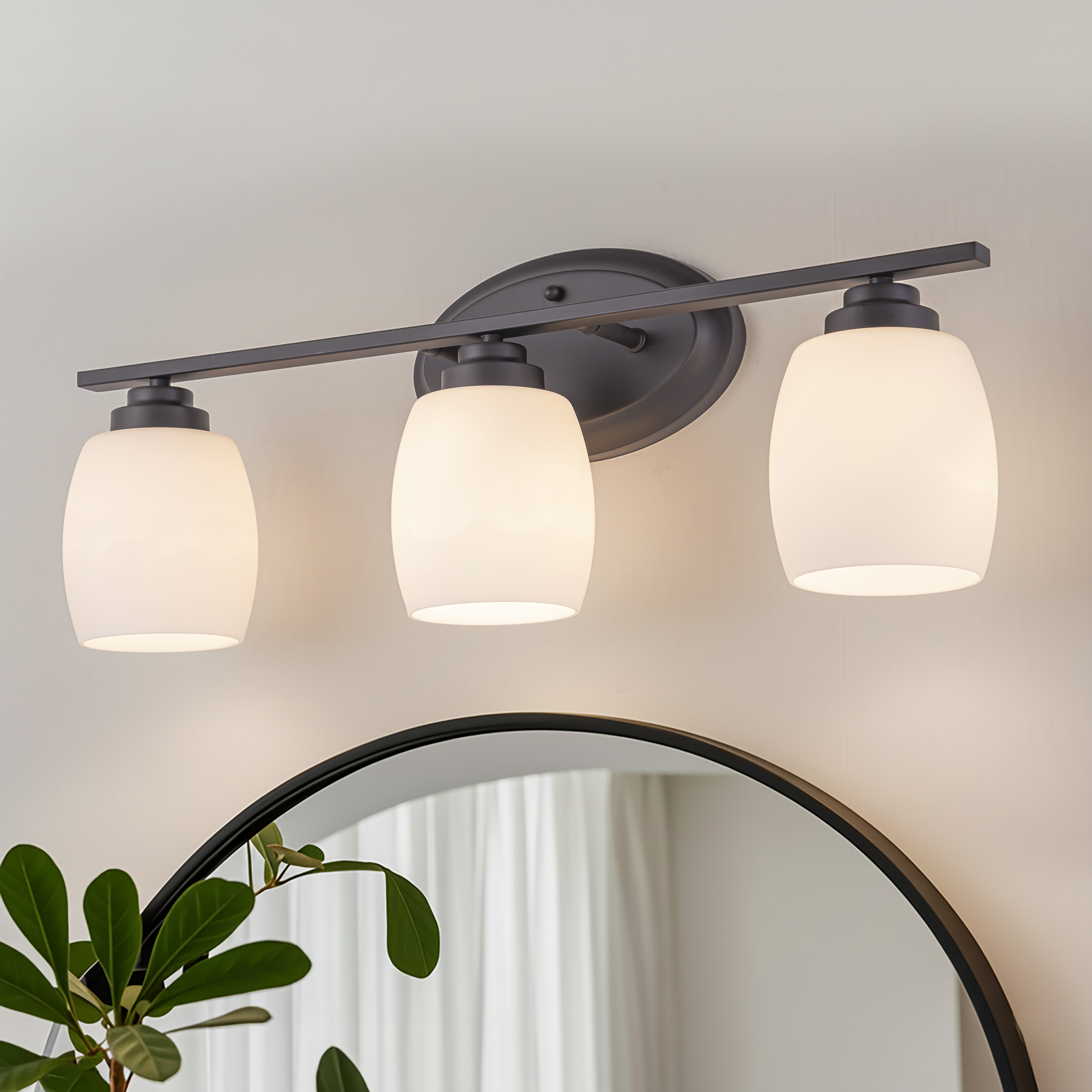 C Cattleya Vanity Light Indoor Wall Sconce Light with White Opal Glass - ORB - 3-Light