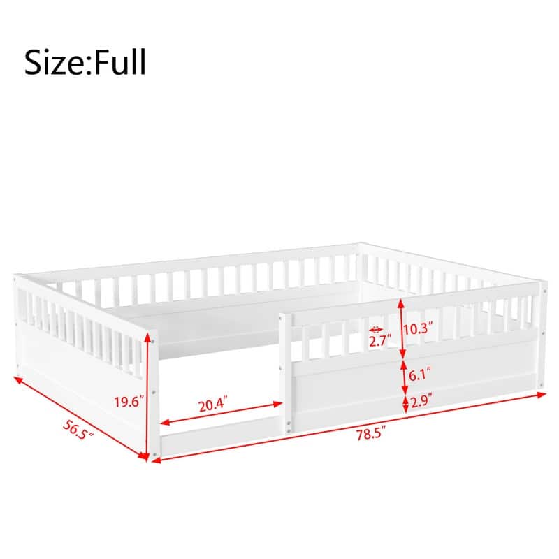 Montessori Floor Bed Frame with Safety Fence