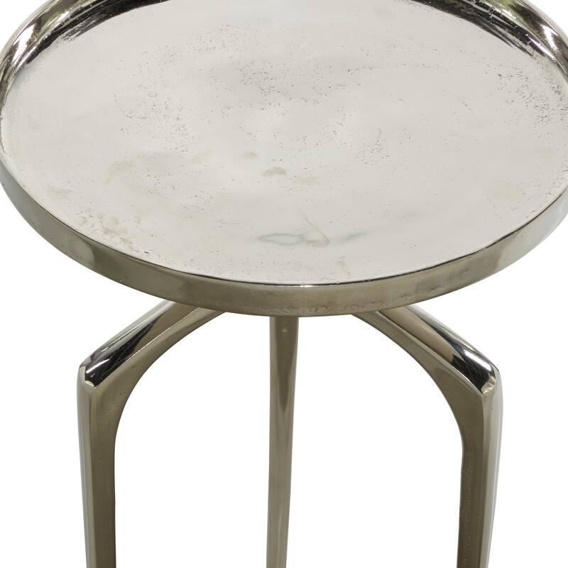 Aluminum Metal Tray Inspired Top Accent Table with 3 Tripod Legs - Gold, Silver or Black - Roche River Decor