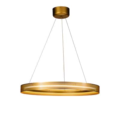 Modern And Contemporary 25'' Single Light Antique Gold Wagon Wheel LED Chandelier - W 26"