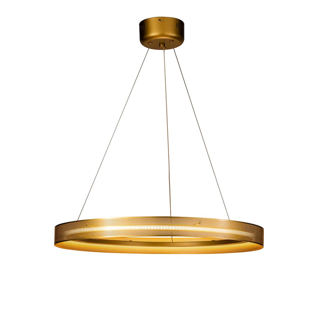 Modern And Contemporary 25'' Single Light Antique Gold Wagon Wheel LED Chandelier - W 26"