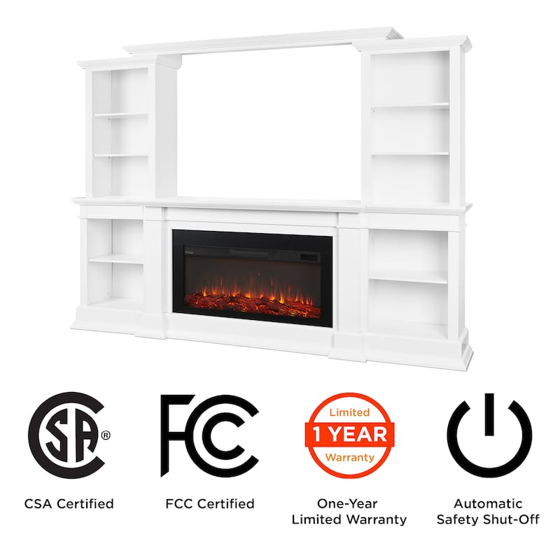 Monte Vista 108" TV Stand Electric Fireplace in White by Real Flame