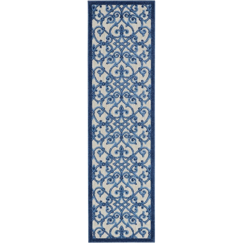 Nourison Alice Indoor/Outdoor Trellis Area Rug - 2'3" x 8' - Grey/Blue