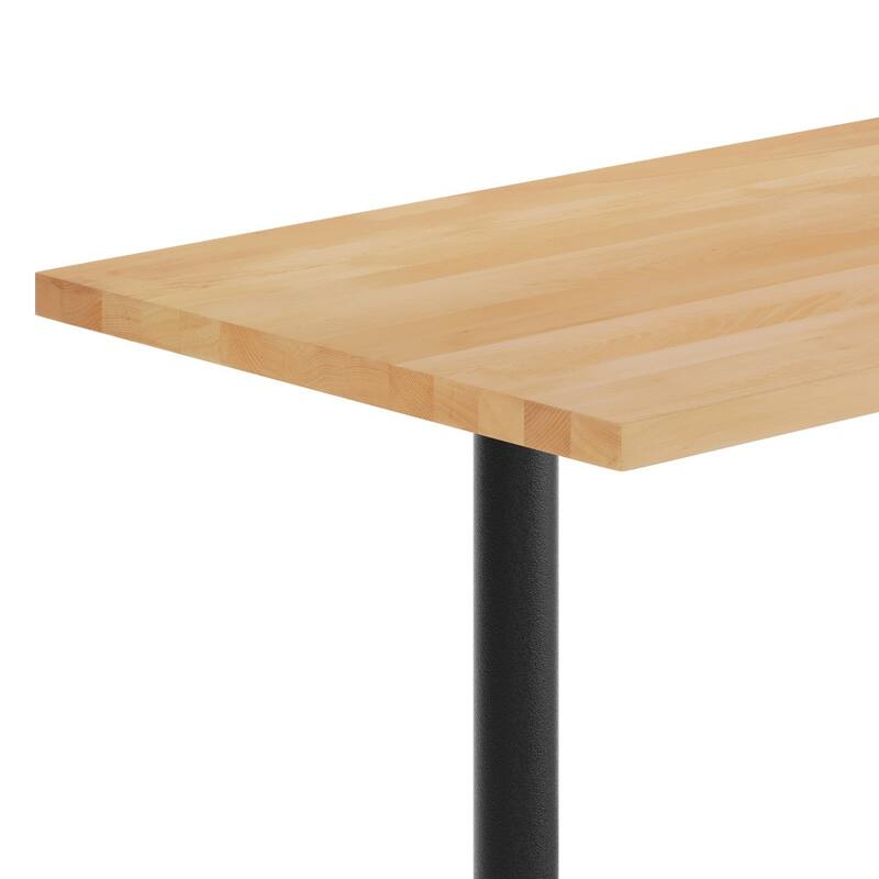 Rectangular Solid Wood Commercial Tabletop w/Two 22" x 22" Dining Height T-Bases - 30"W x 48"D x 29.5"H