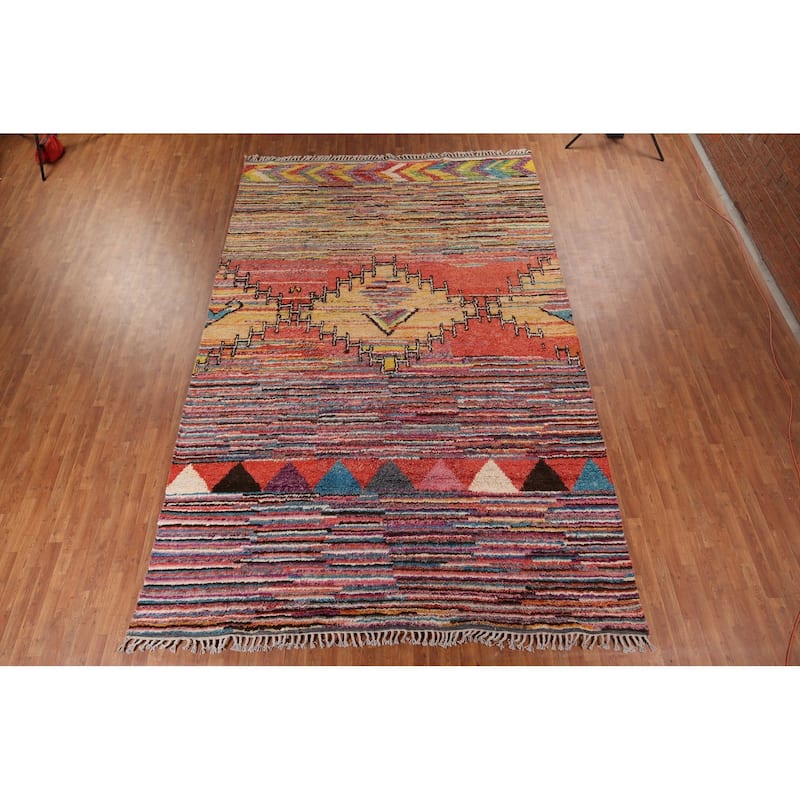 Colorful Moroccan Oriental Large Area Rug Handmade Wool Carpet - 9'4" x 14'5"