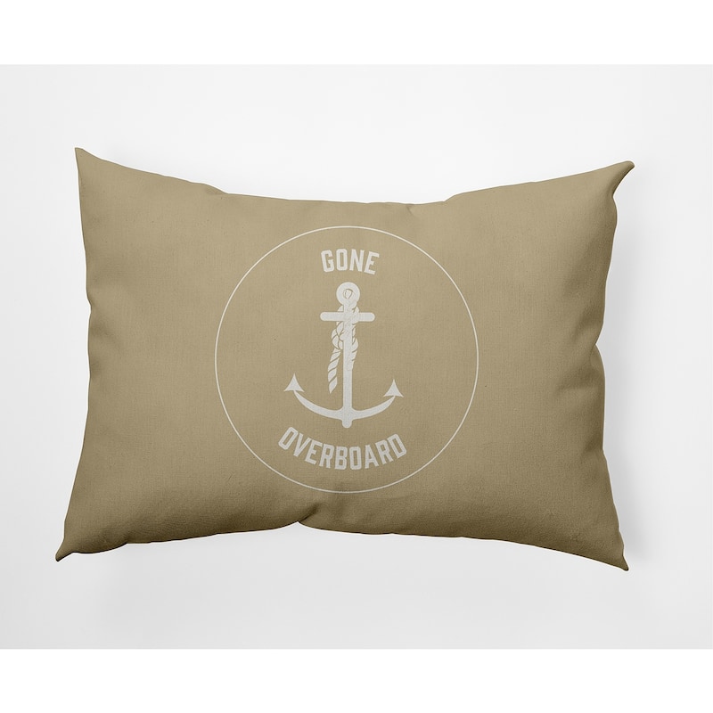 Gone Forever Overboard Nautical Decorative Indoor Pillow - Taupe - 14" x 20"