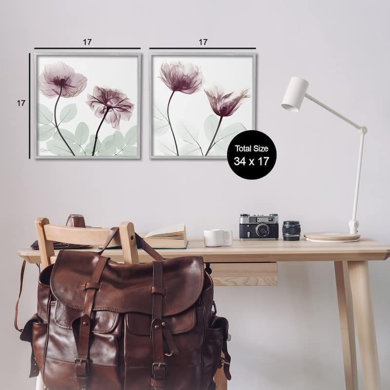 Stupell Delicate Mauve Flowers Framed Giclee Art Design By Albert Koetsier (Set of 2)