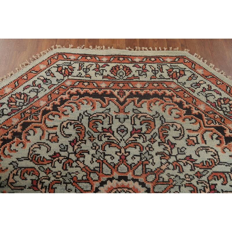 Geometric Heriz-Serapi Oriental Octagon Rug Handmade Wool Carpet - 5'11" x 5'10"