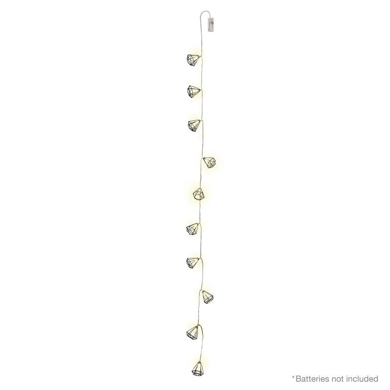 6ft Artificial Mixed Berry Pine Cone & Pine Christmas Garland with Geometric Crystal String Light Set - 72" L x 9" W x 6" DP