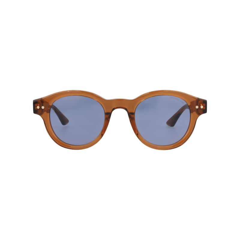Montblanc Round-Frame Recycled Acetate Sunglasses - Brown Brown Blue - Brown - Blue Lens
