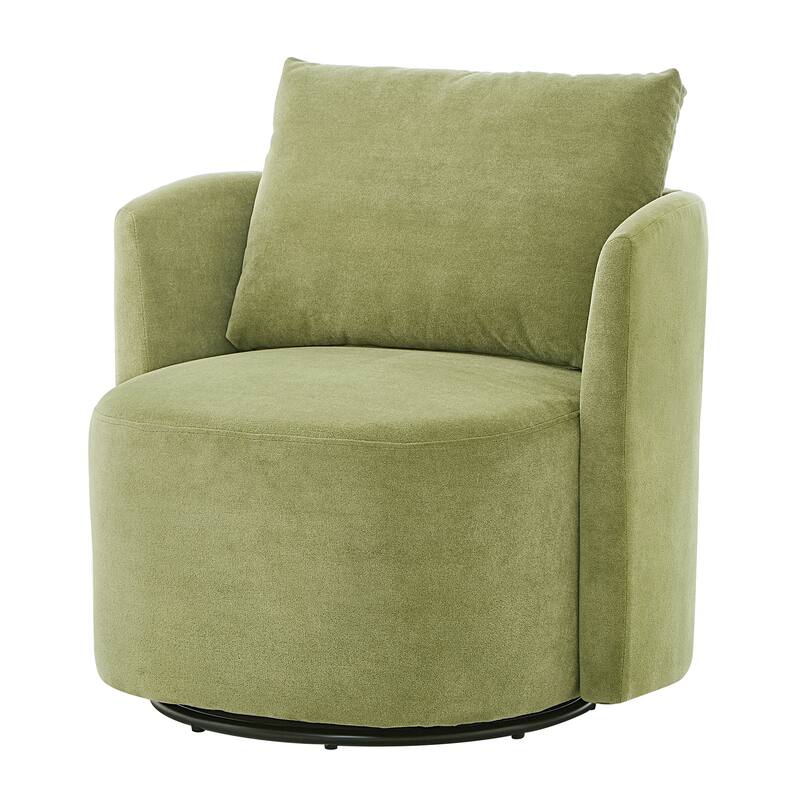 Chenille 360° Swivel Barrel Chair with Ergonomic Curved Design and 440lb Weight Capacity