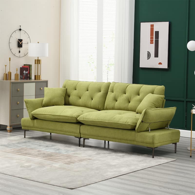 Velvet Sleeper Sofa with Wood Frame and Metal Feet