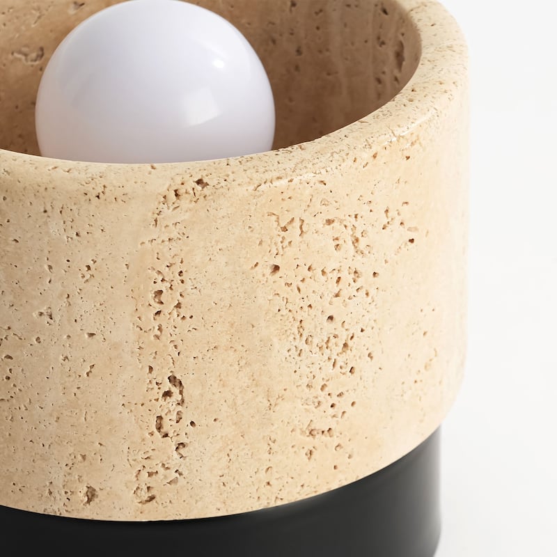 1-Light Mid-Century Modern Yellow Cave Stone Cylinder Flush Mount Ceiling Light - 4.72 in W x 4.72 in. H x 4.72 in. D