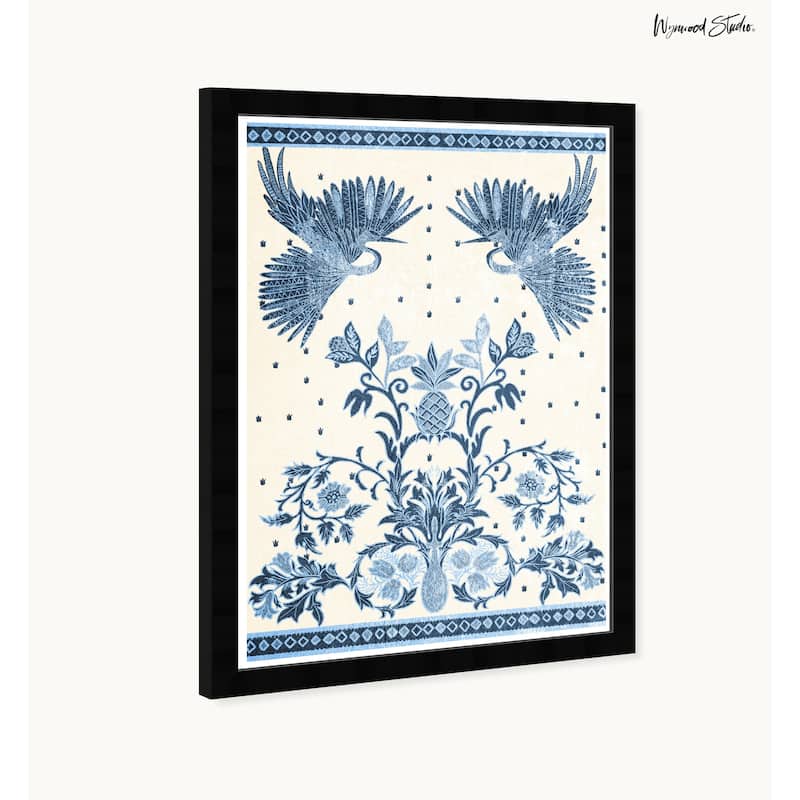Wynwood Studio Flight Of Crane Azul Framed Tropical Chinoiserie Art Prints