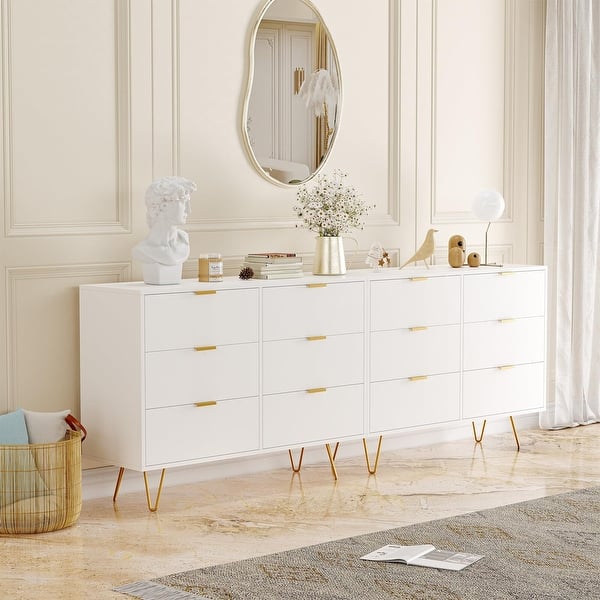 white contemporary dresser FUFU&GAGA Contemporary White Composite 9-Drawer Dresser, Modern Style, Assembly Required, Tip-Resistant Hardware, 63-in x 31.5-in x 15.7 LJY-KF390005-01 at Lowes.com