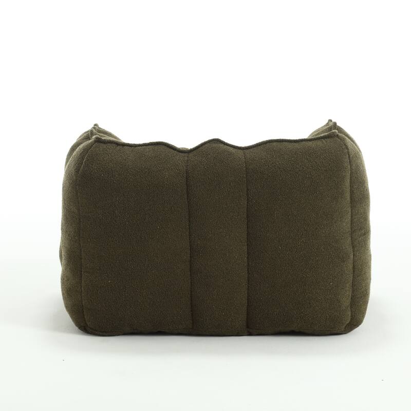 Extra-Large Chenille Bean Bag Chair with Footstool, Comfy Bean Bag Sofa for Adults, High Resilient Foam Square Lazy Sofa
