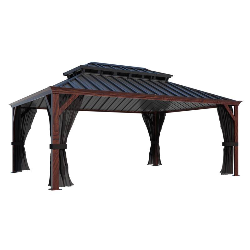 VEIKOUS Outdoor Premium Gazebo with Galvanized Steel Double Roof, Aluminum Frame, and High-Quality Nettings