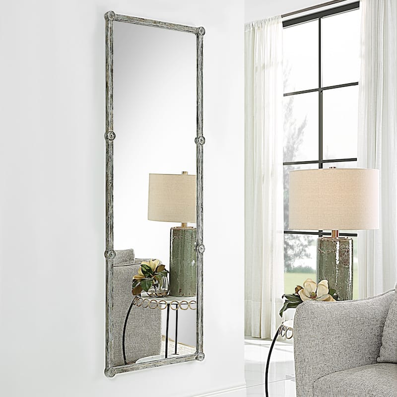Uttermost Gattola Gray Wash Dressing Mirror - 24.75"W x 72.75"H x 1.25"D