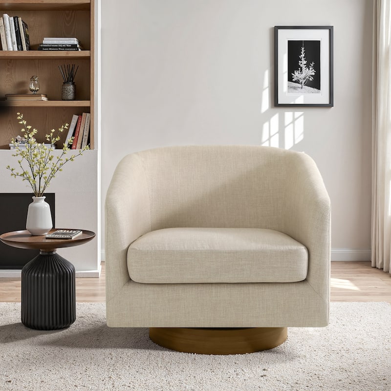 2 Set Modern Wide Round Swivel Accent Barrel Chairs