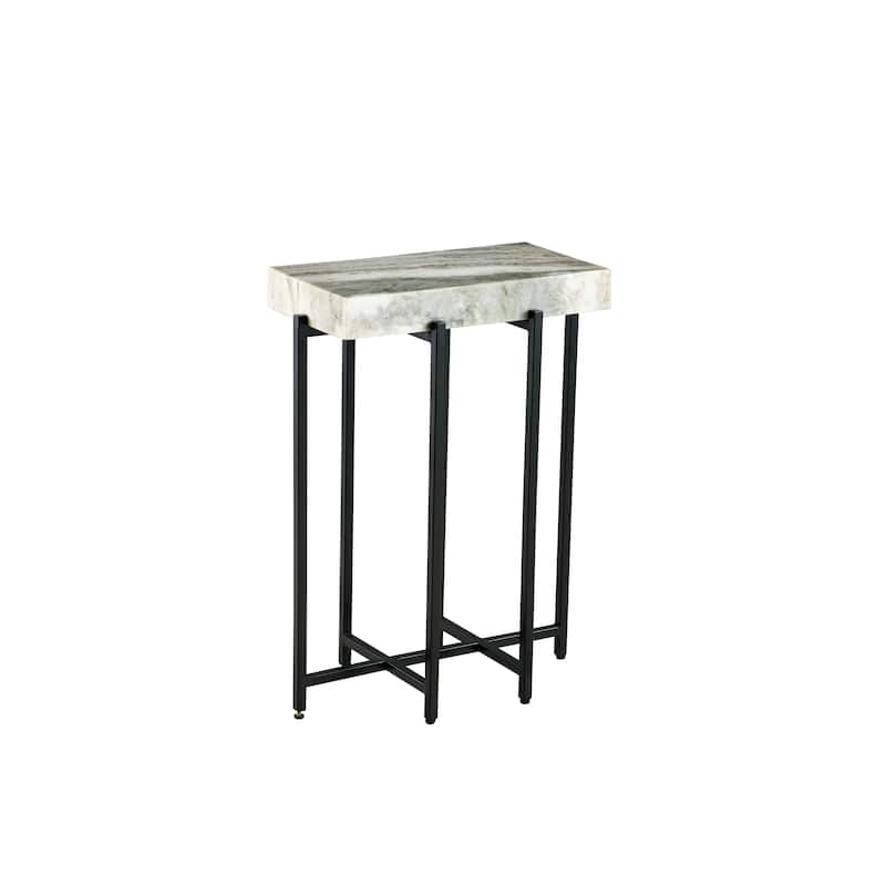 View Point Modern 24" Tall Genuine Marble Top Accent End Table