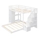 preview thumbnail 9 of 12, Twin Over Full Bunk Bed with 3-layer Shelves, Drawers and Storage Stairs, White