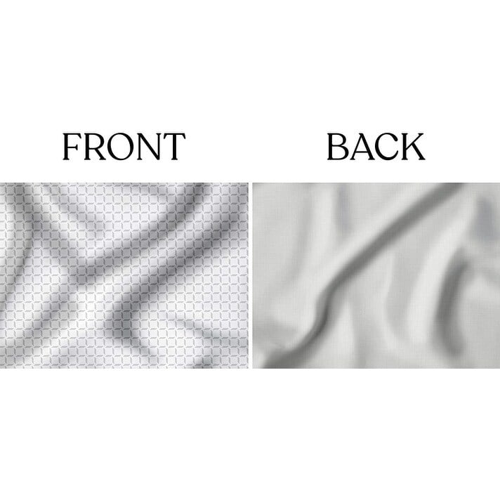 Delara GOTS Certified 100% Organic Cotton Check Reversible Print Duvet Cover and Sham Set of 2, White/Grey