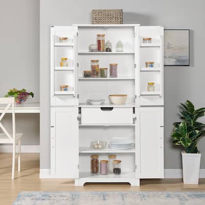 Bathroom storage cabinets with open shelves